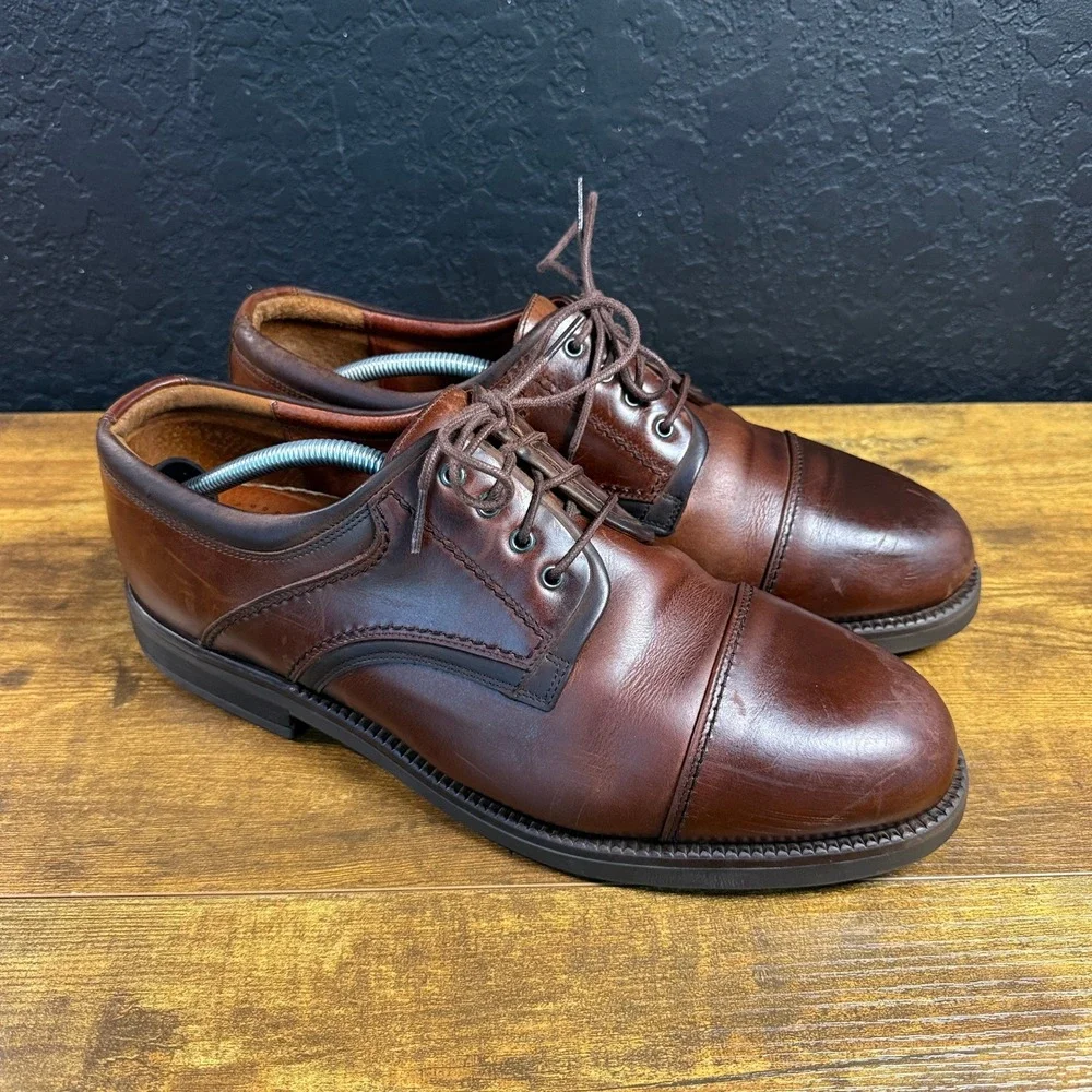 Johnston & Murphy Passport 04402 Brown Leather Cap Toe Derby Shoes Mens 13 M